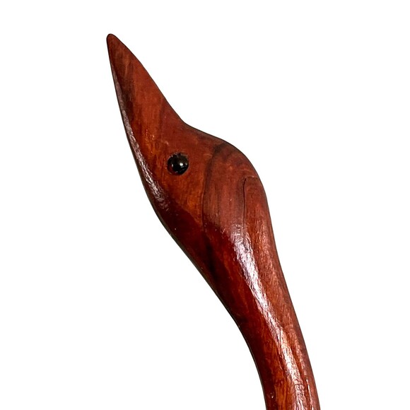 VTG Wooden Long Neck Crane Hand Carved Glossy Figurine Sculpture Folk Art Decor - Picture 4 of 13